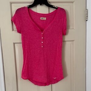 Hollister Women's Bright Pink Short Sleeve Tee